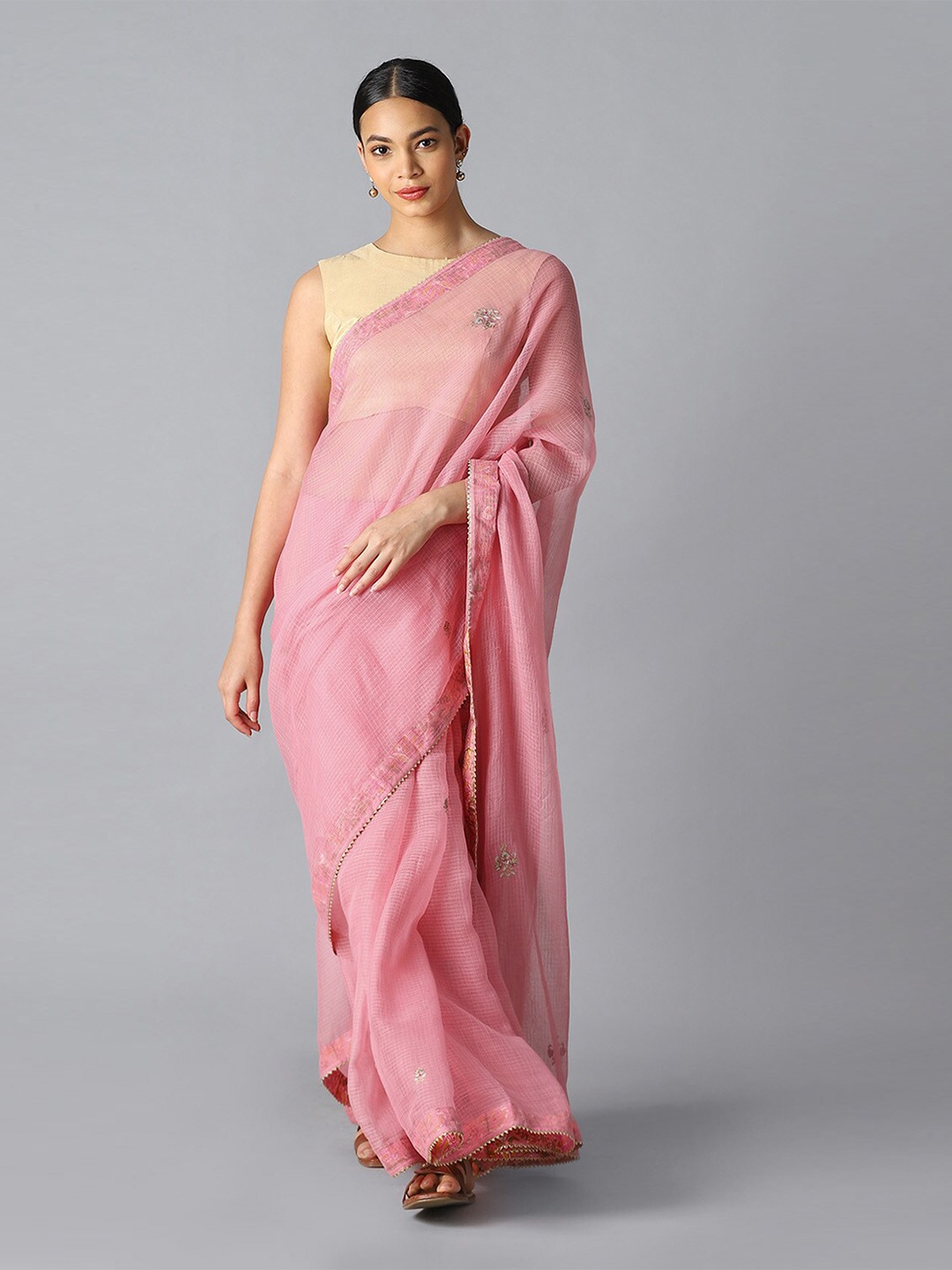 

Taneira Women Pink Woven Design Zari Kota Saree