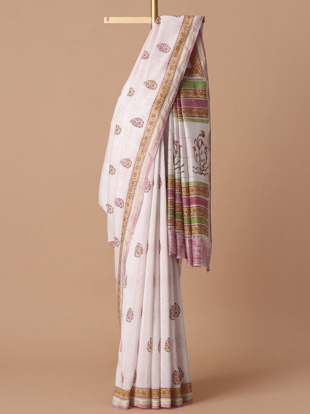 

Taneira Pink & Green Floral Silk Cotton Saree