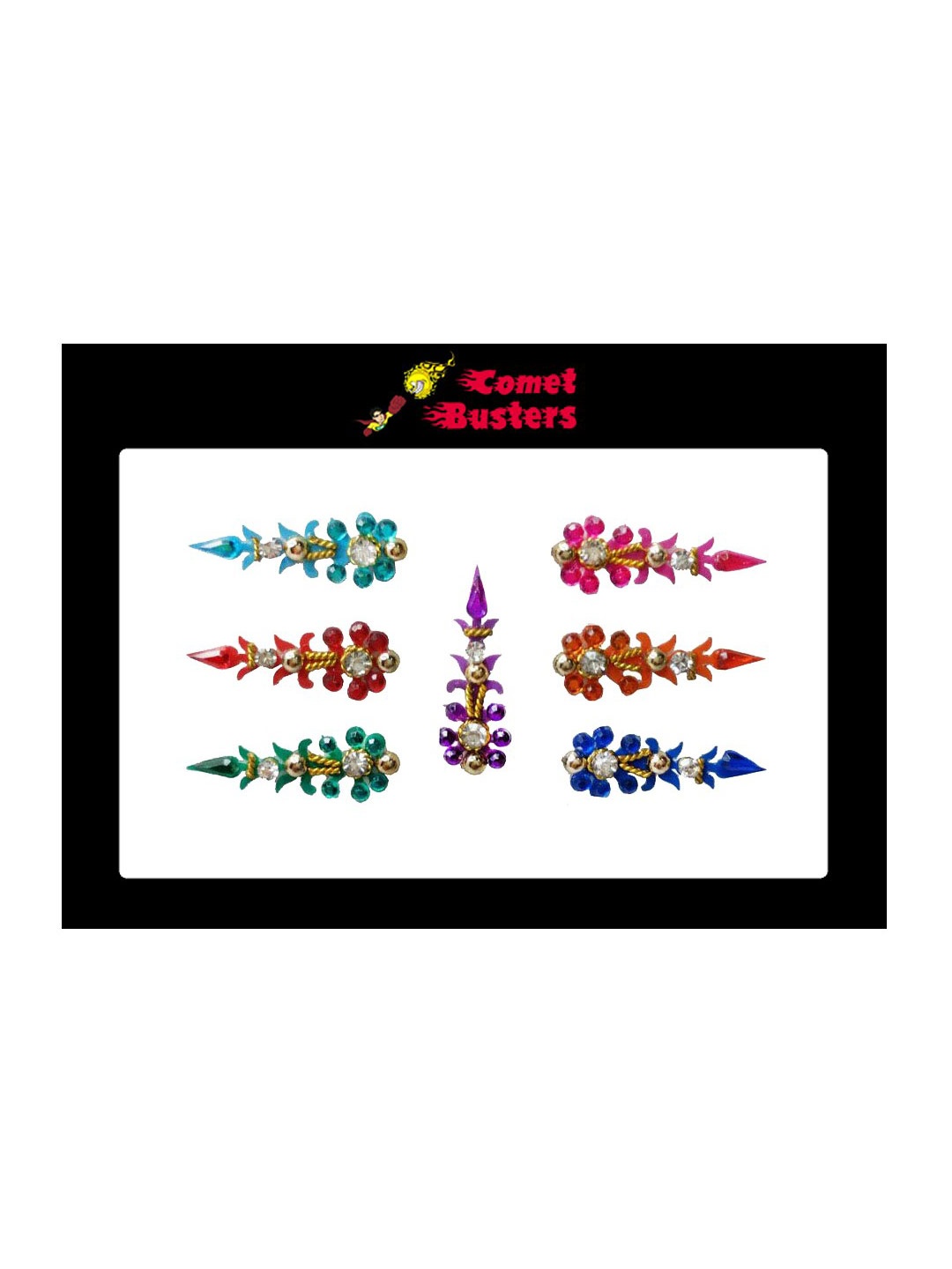 

Comet Busters Multicolored Stone Studded Bindis - 7 Pcs, Multi