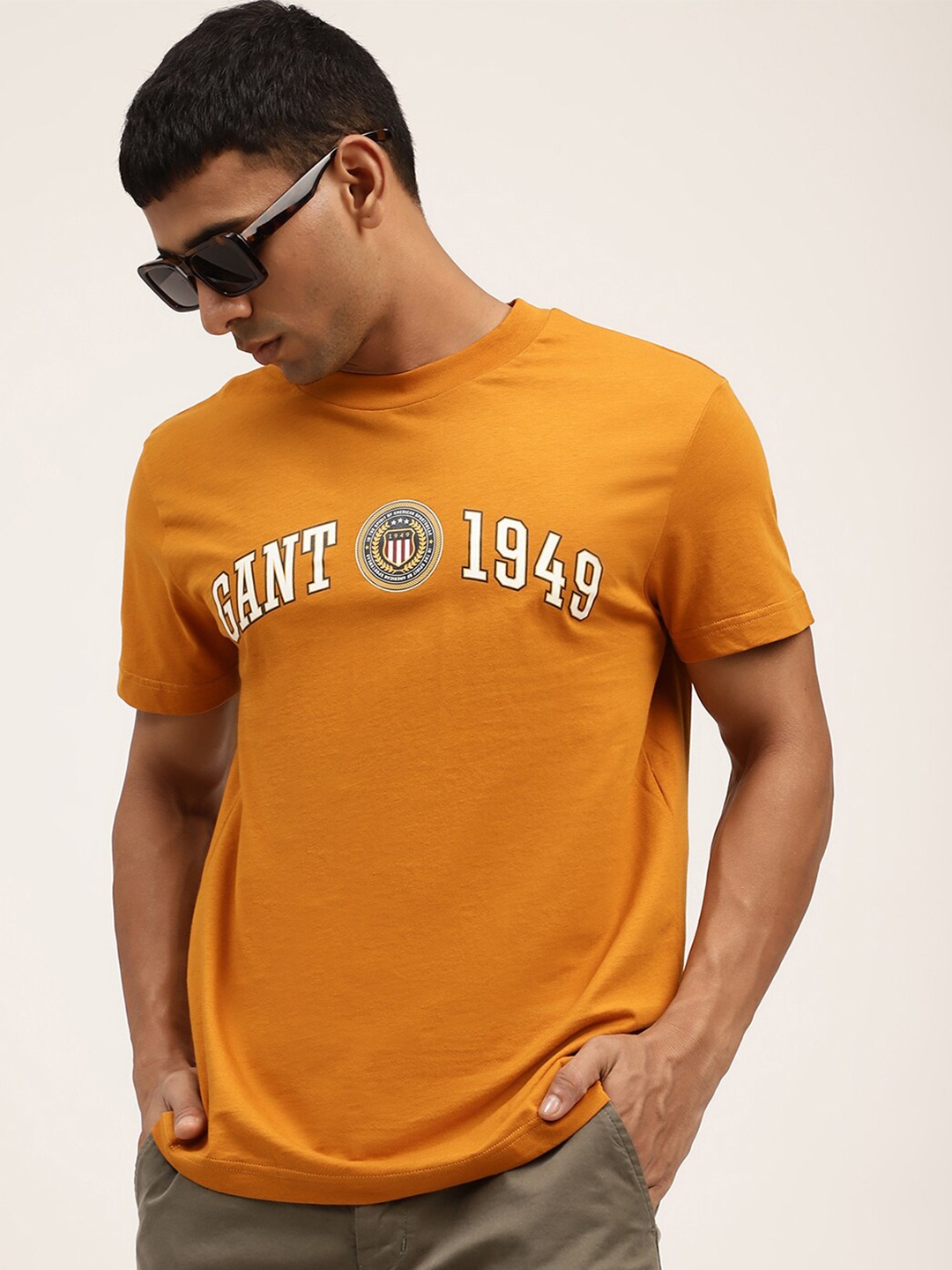 

GANT Men Orange Typography Printed T-shirt