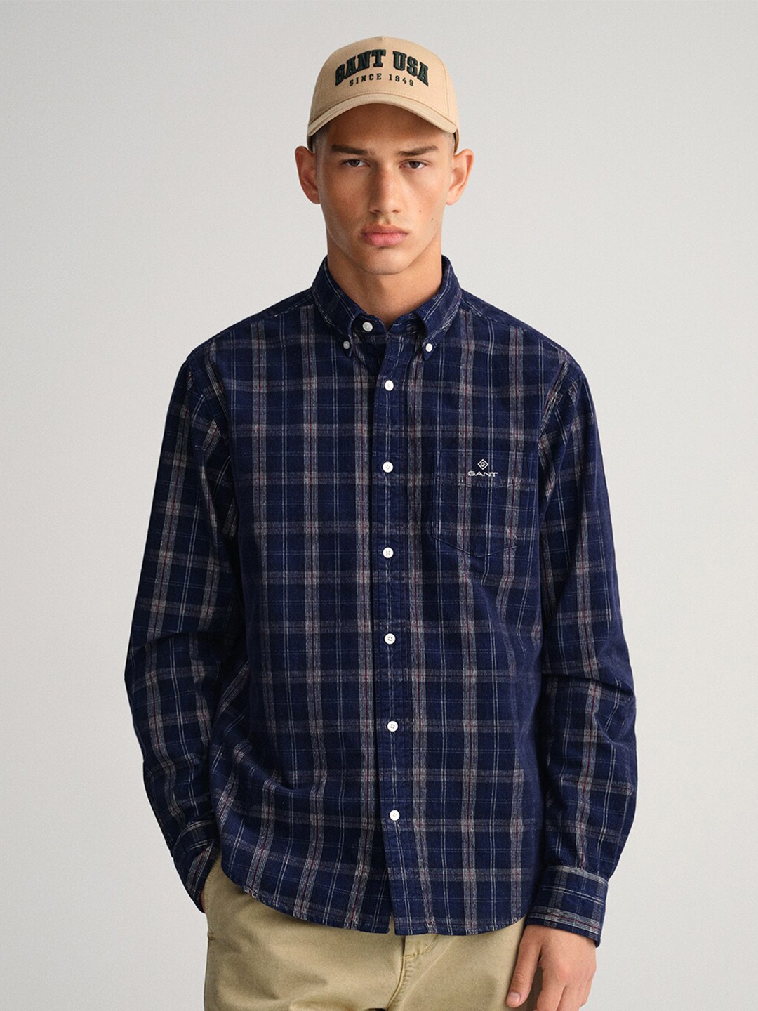 

GANT Men Classic Tartan Checked Casual Shirt, Blue