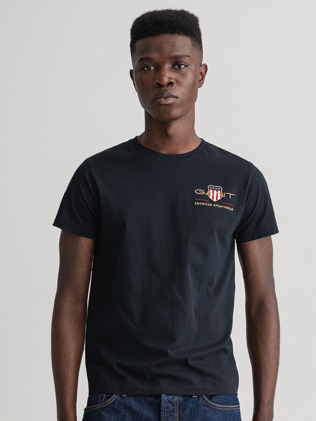 

GANT Men Black Cotton T-shirt