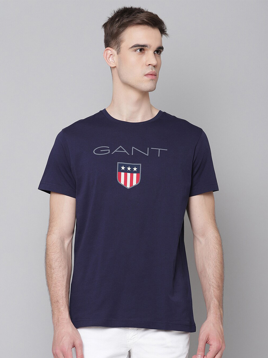 

GANT Men Blue Brand Logo Printed T-shirt