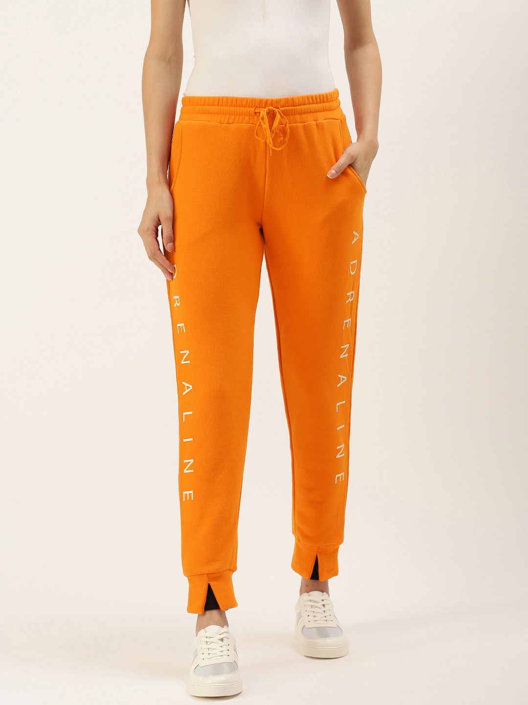 

FOREVER 21 Women Orange Typography Printed Regular Fit Joggers