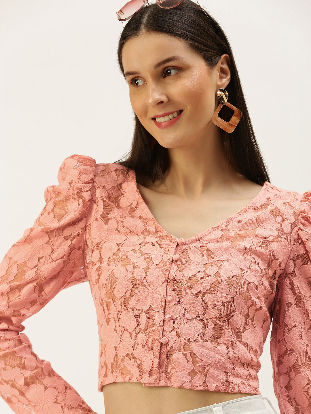 

FOREVER 21 Pink Floral Crop Top