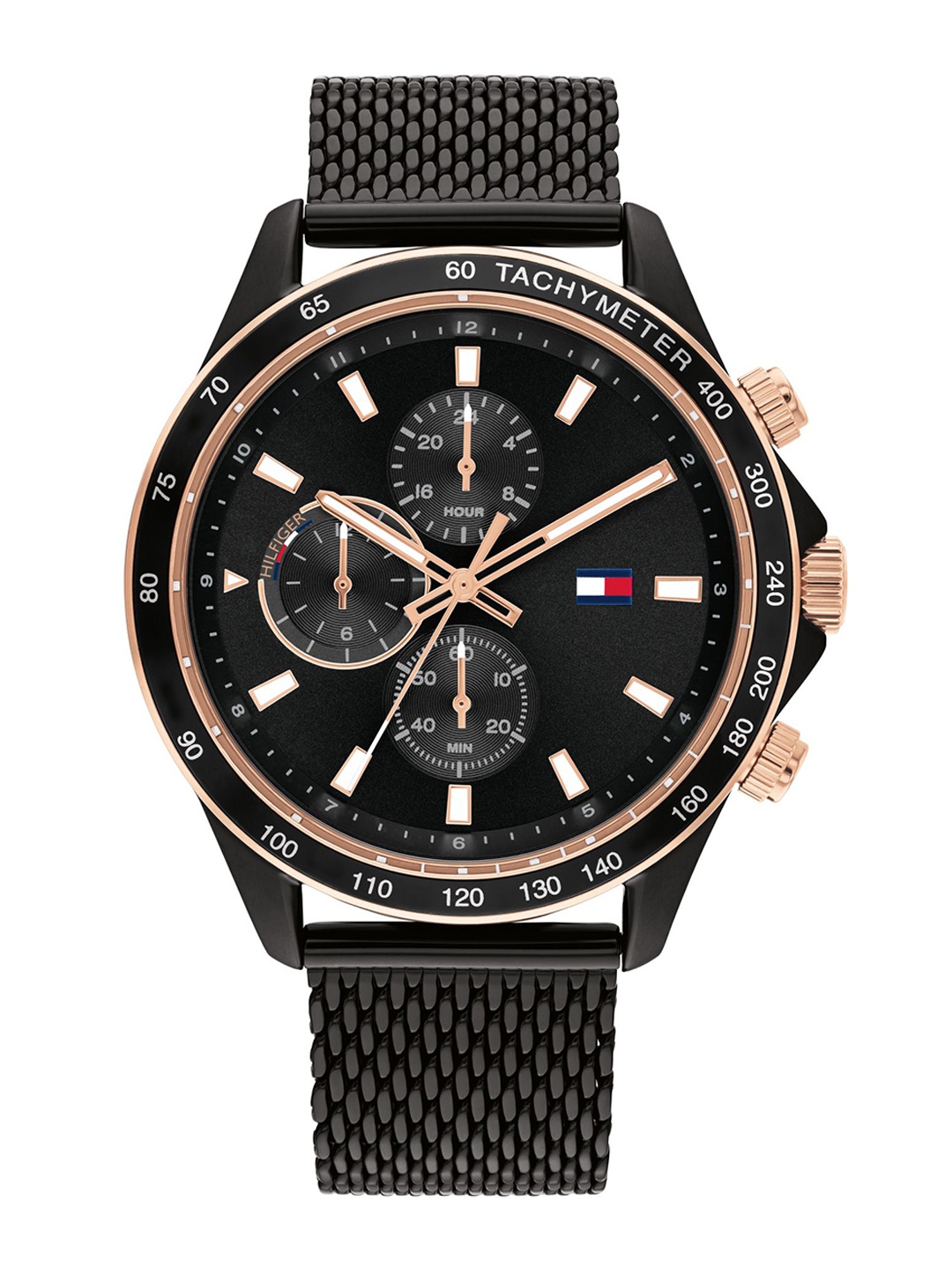 

Tommy Hilfiger Men Black Dial & Stainless Steel Textured Straps Analogue Watch