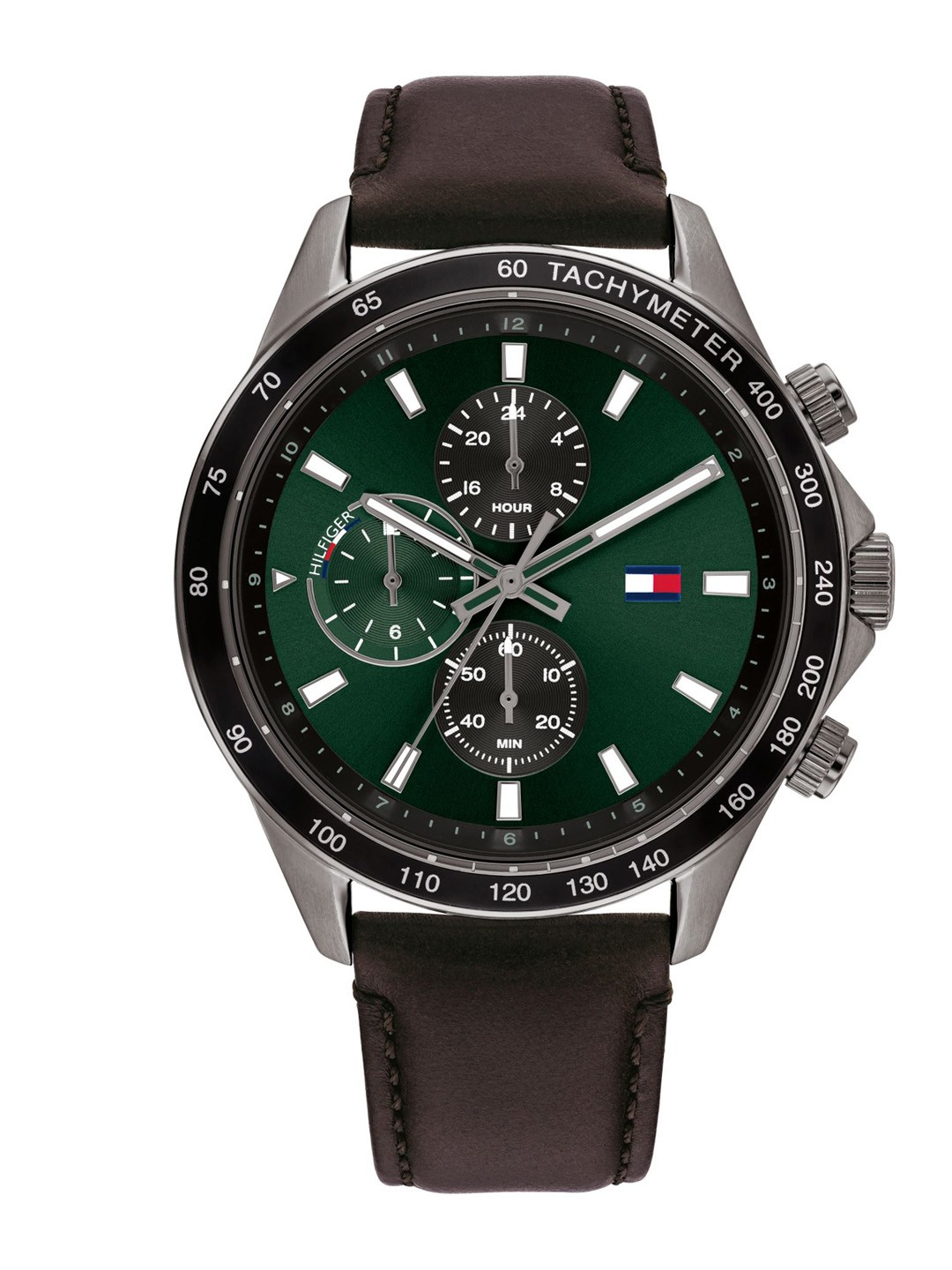 

Tommy Hilfiger Men Green Dial & Brown Leather Straps Analogue Watch
