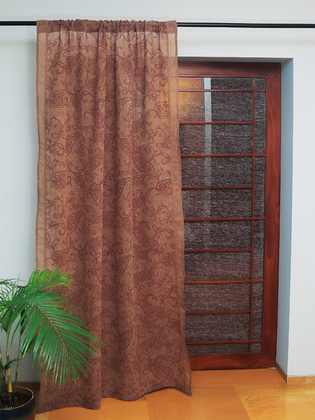 

ZEBA Brown Sheer Door Curtain