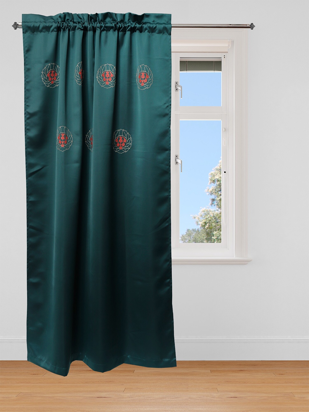 

ZEBA Green & Red Floral Door Curtain