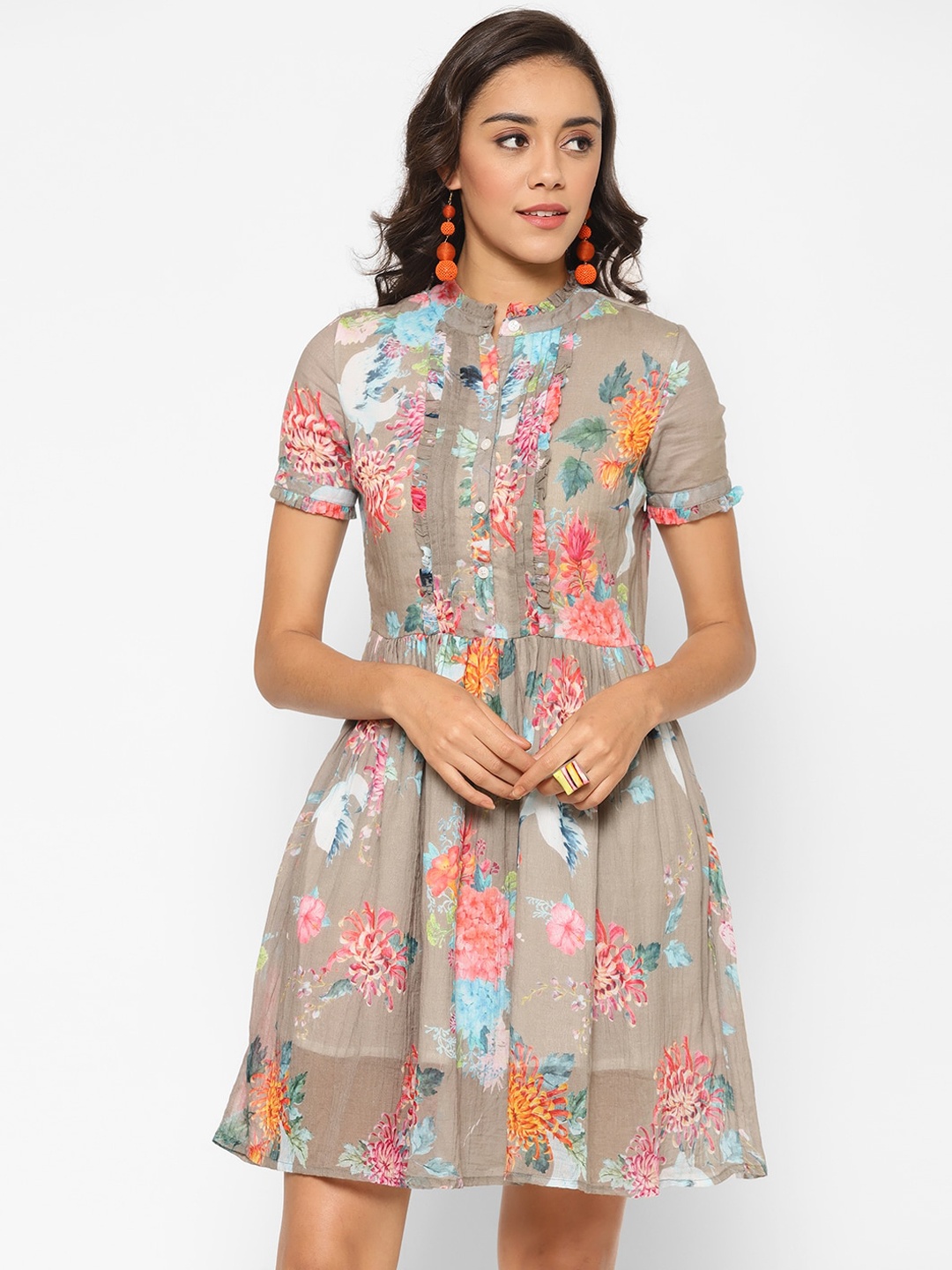 

VALBONE Grey Floral Printed Dress