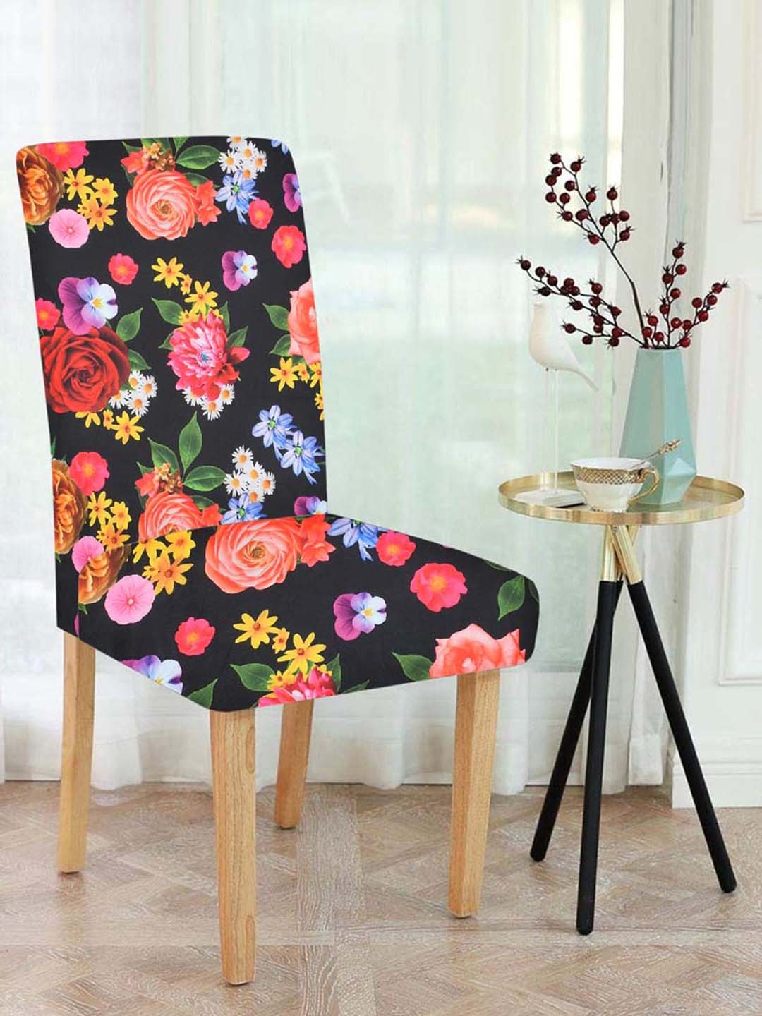 

Slushy Mushy Pack of 4 Printed Chair Covers, Black