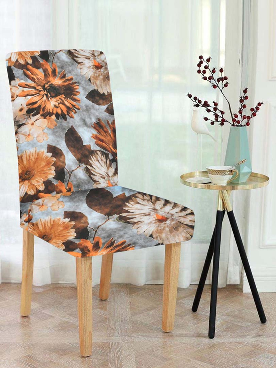

Slushy Mushy Set of 4 Floral Printed Chair Covers, Multi
