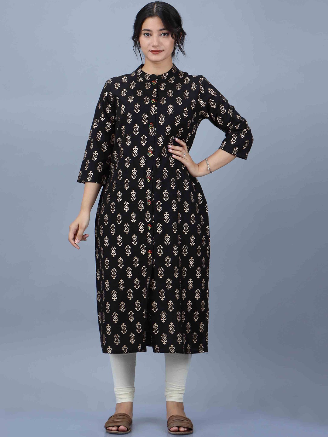 

KALINI Women Black Ethnic Motifs Printed Kurta