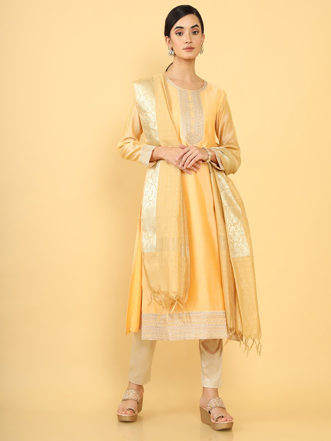 

Soch Beige Checked Dupatta