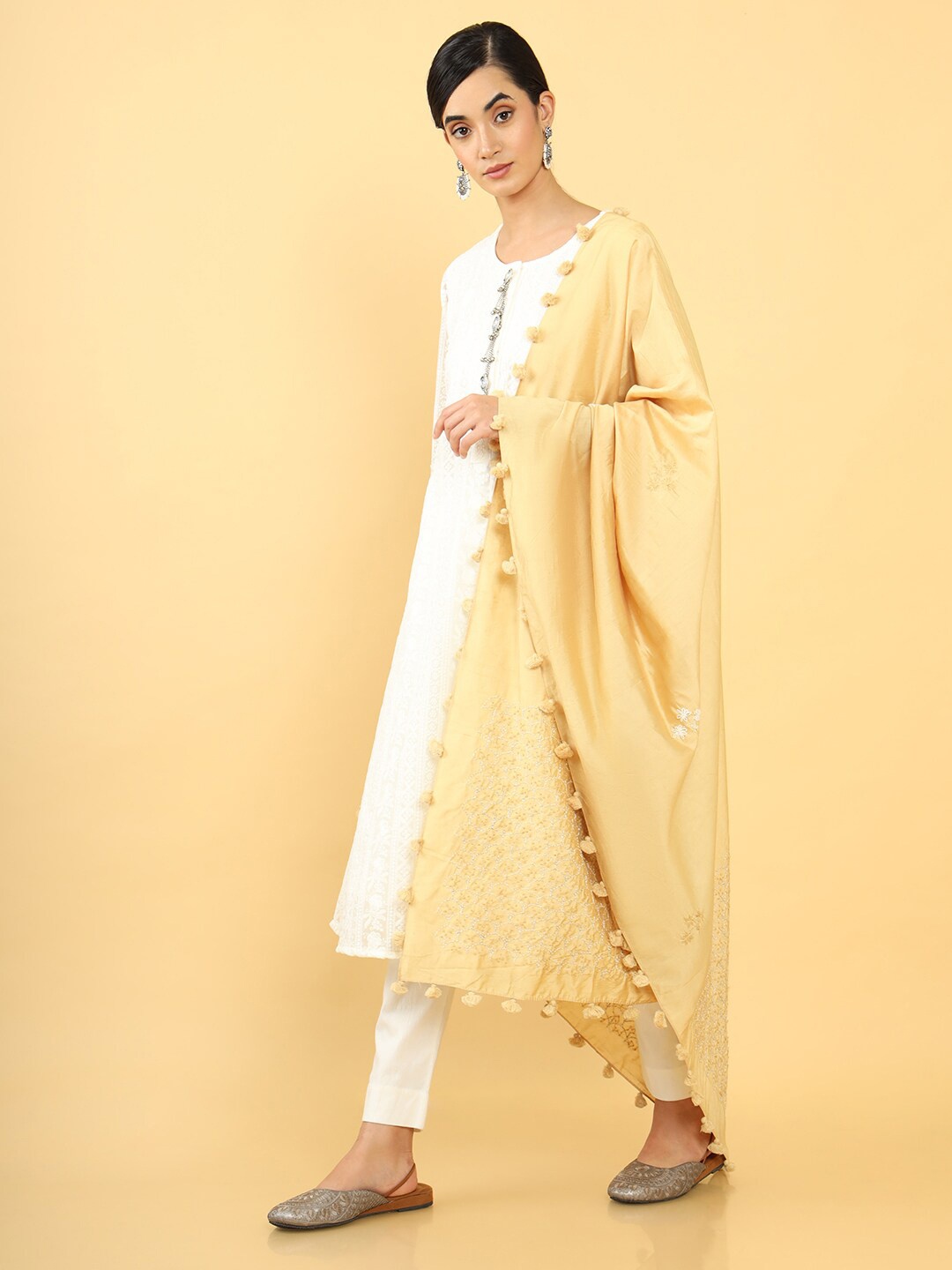

Soch Women Yellow Ethnic Motifs Embroidered Dupatta