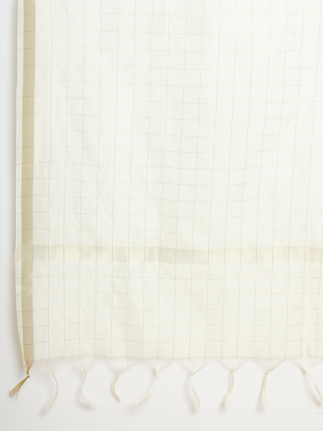 

Soch Women Cream & Gold Checked Cotton Dupatta