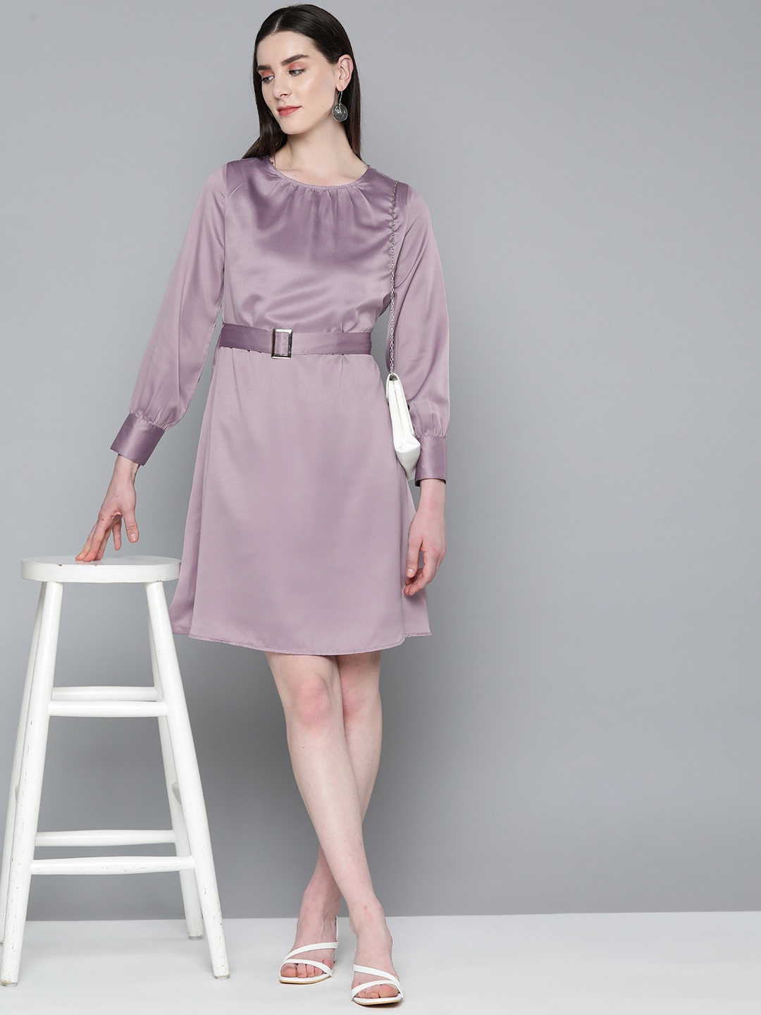 

Chemistry Satin Finish A-Line Dress, Lavender