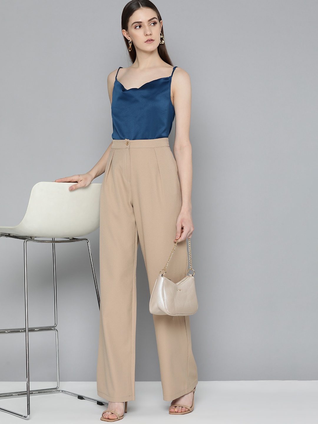 

Chemistry Satin A-Line Top, Navy blue