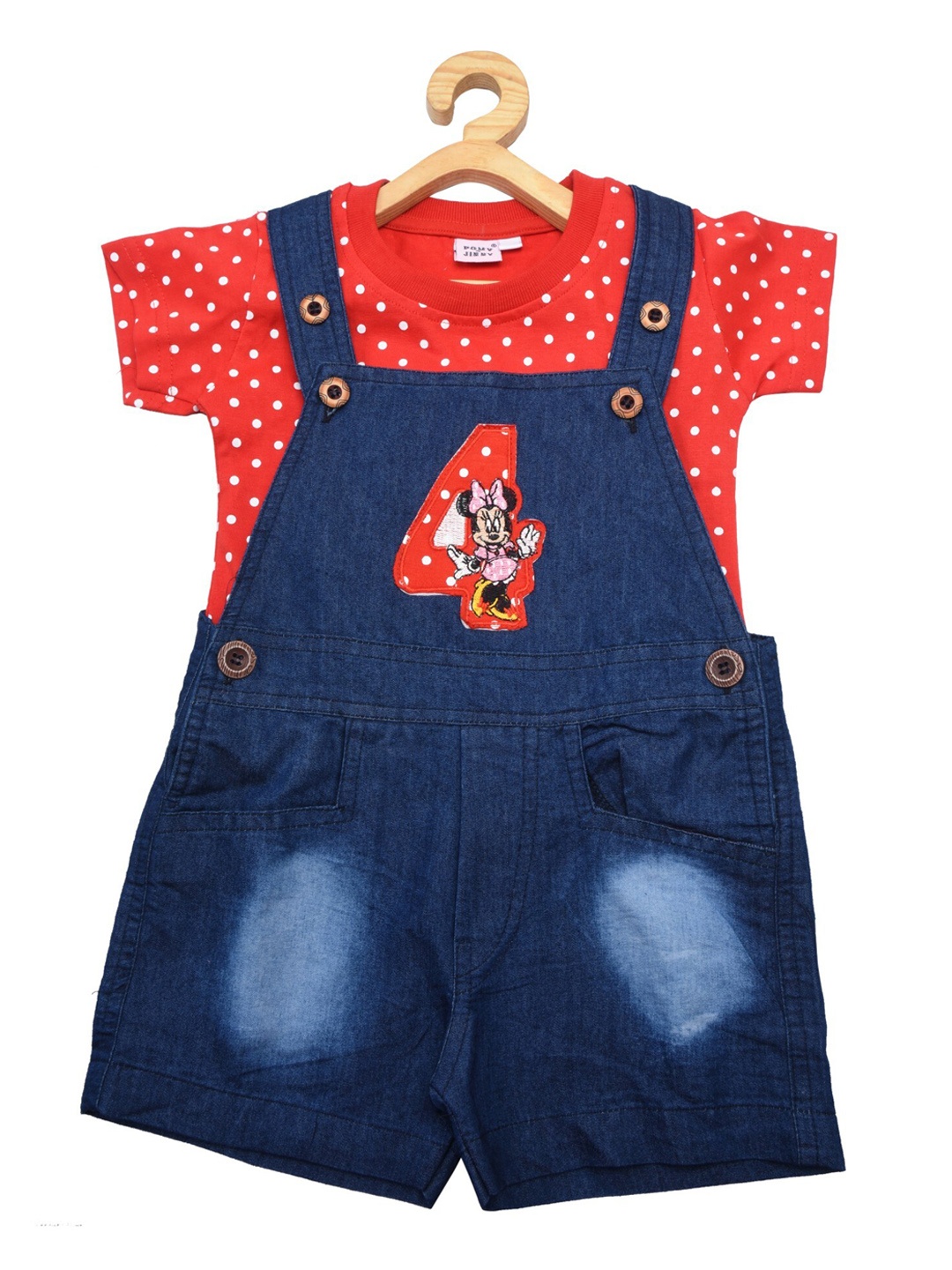 

POMY & JINNY Kids Blue Solid Denim Dungarees With T-shirt
