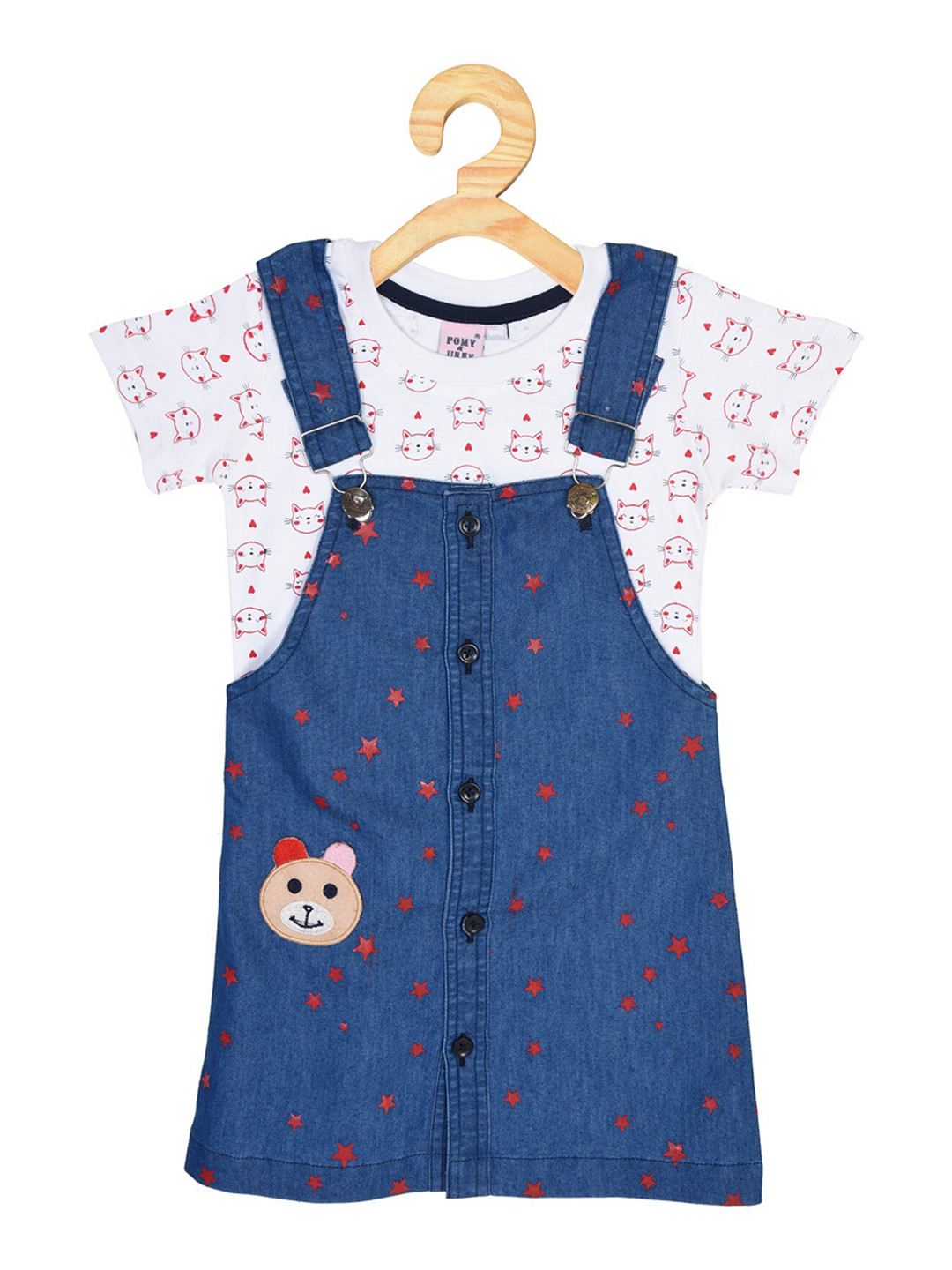 

POMY & JINNY Girls Blue Solid Dungaree