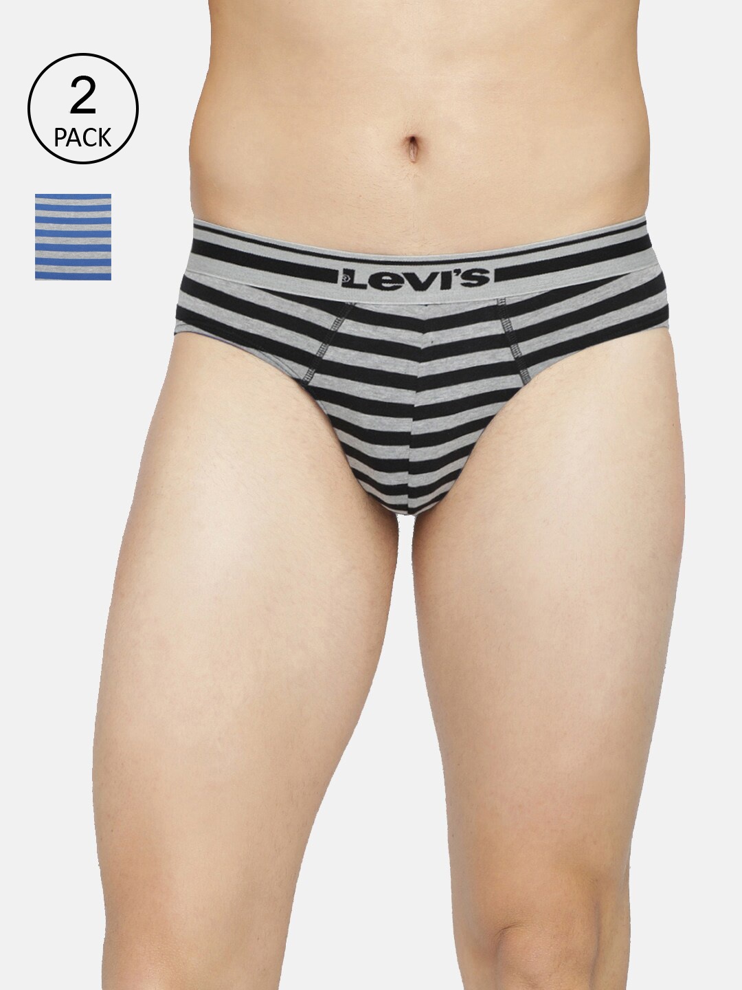 

Levis Men Pack of 2 Assorted Smartskin Technology Cotton Briefs with Tag Free Comfort-005, Black