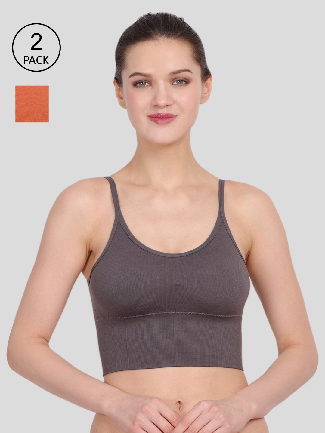 

Amour Secret Pack of 2 Grey & Orange Bra