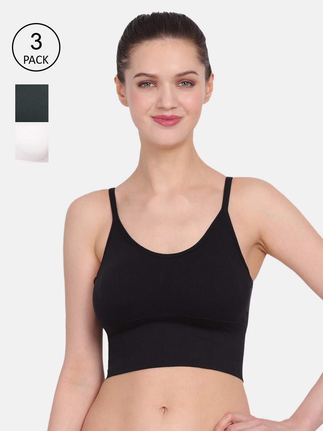

Amour Secret Women Black ,Blue & White Lightly Padded Non-Wired Sports Bra Pack of 3