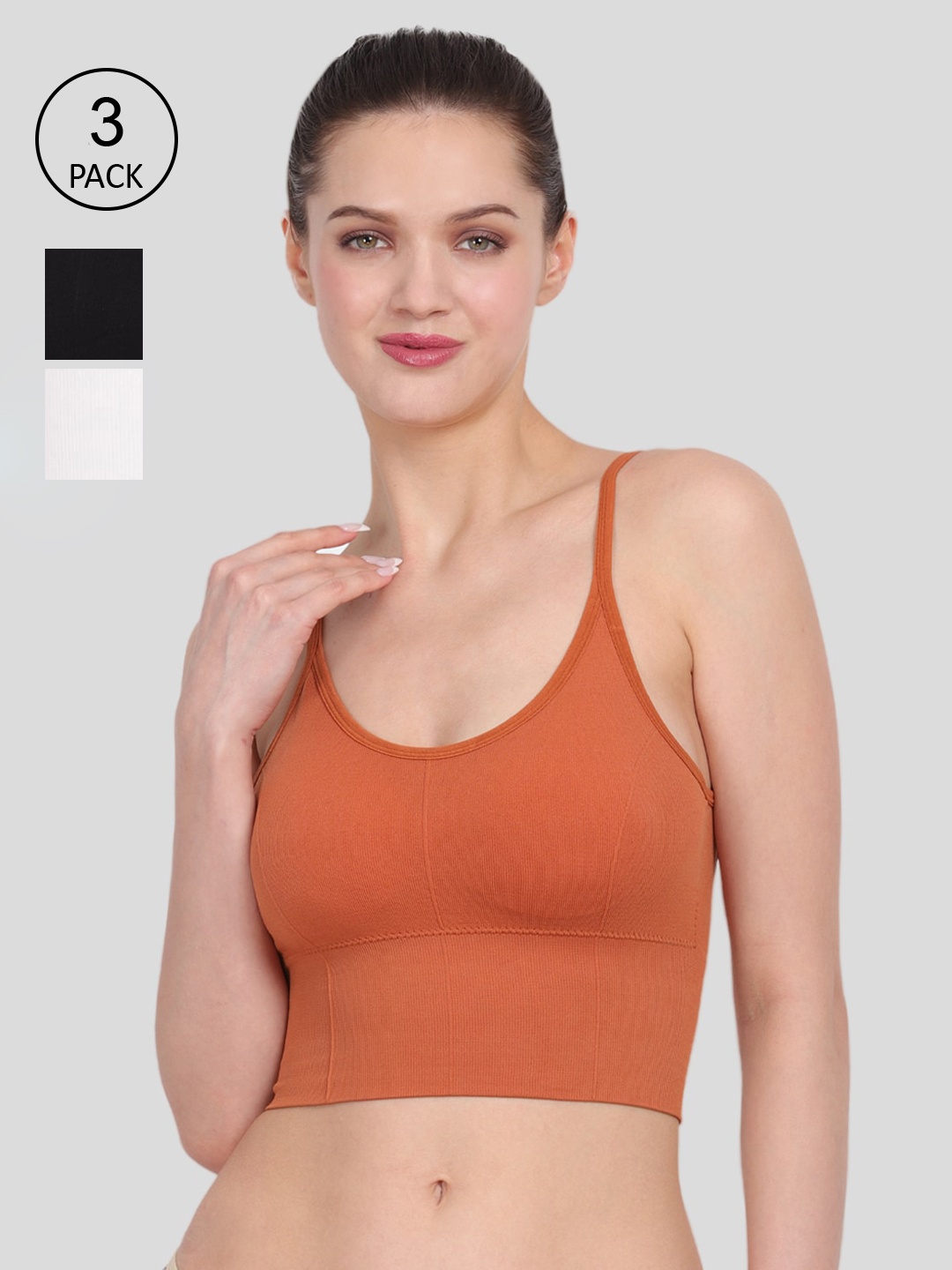 

Amour Secret Pack Of 3 Orange & Black Workout Bra S3232_Torg_