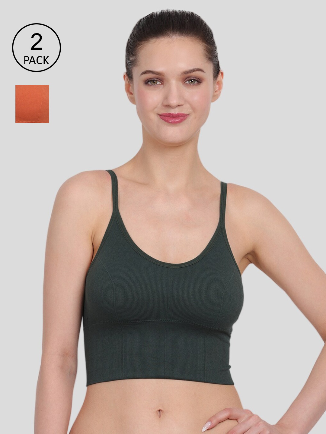 

Amour Secret Pack of 2 Women Green & Orange Bra