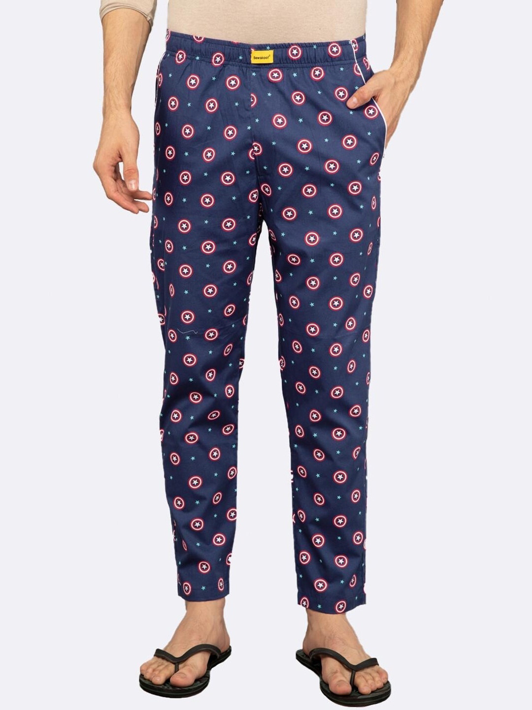 

Bewakoof Men Navy Blue Captain America Printed Cotton Lounge Pant