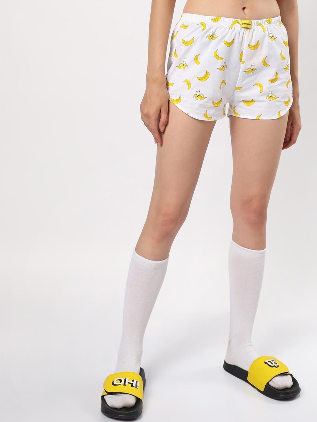 

Bewakoof Women White Conversational Printed Shorts