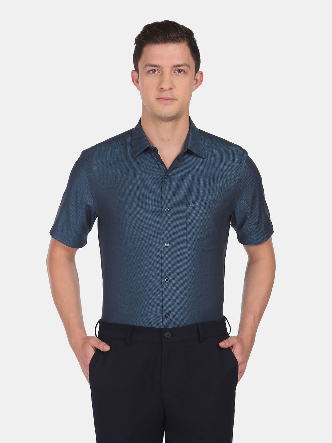 

Arrow Men Blue Short Sleeve Formal Shirt