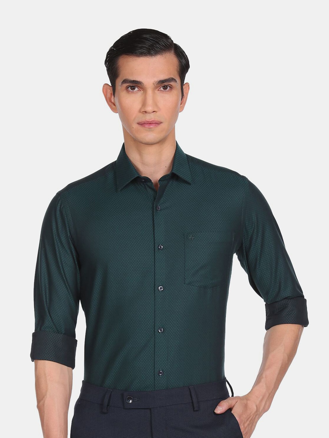 

Arrow Men Green Formal Cotton Shirt