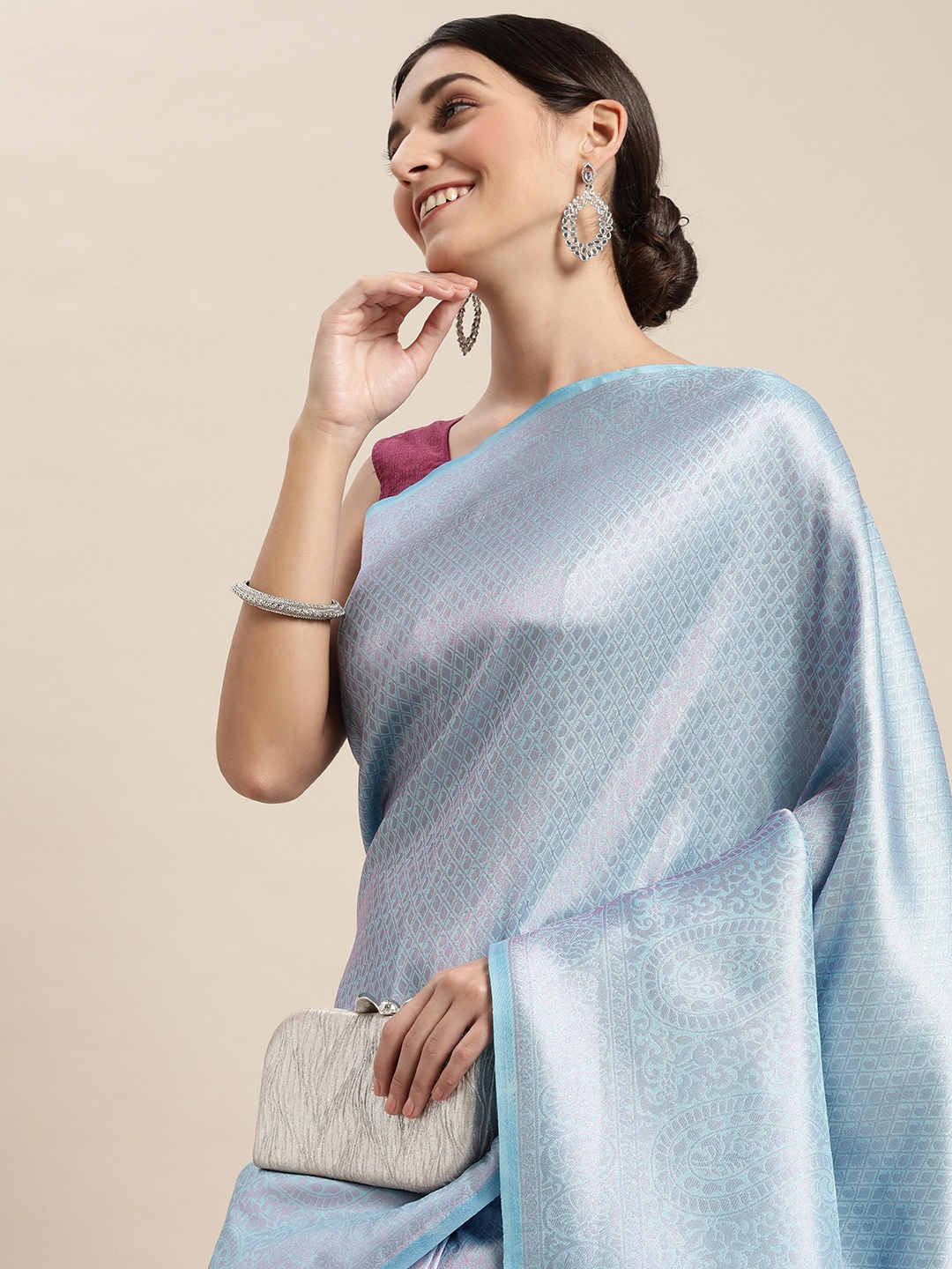 

Pothys Blue Woven Design Art Silk Banarasi Saree