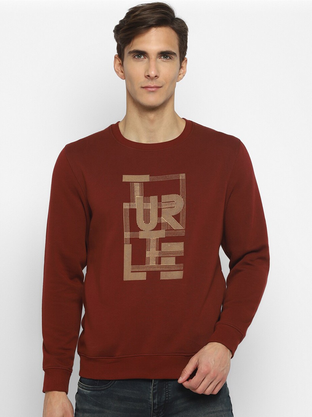 

Turtle Men Maroon Printed Sweatshirt