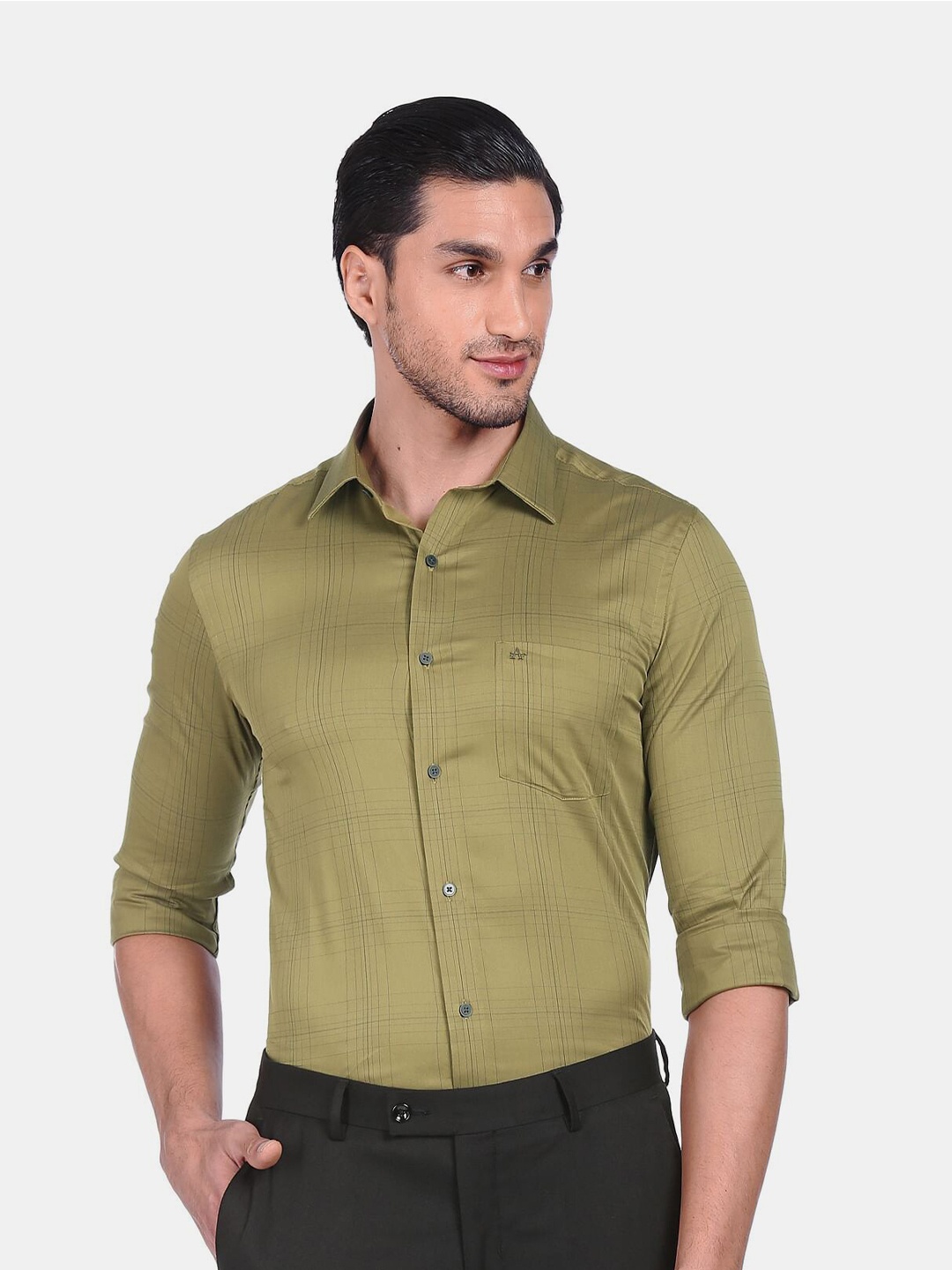 

Arrow New York Men Green Skinny Fit Checked Formal Shirt