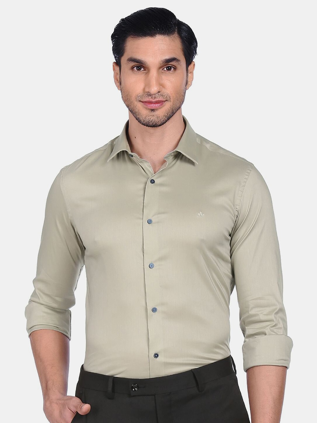 

Arrow New York Men Olive Green Cotton Slim Fit Formal Shirt