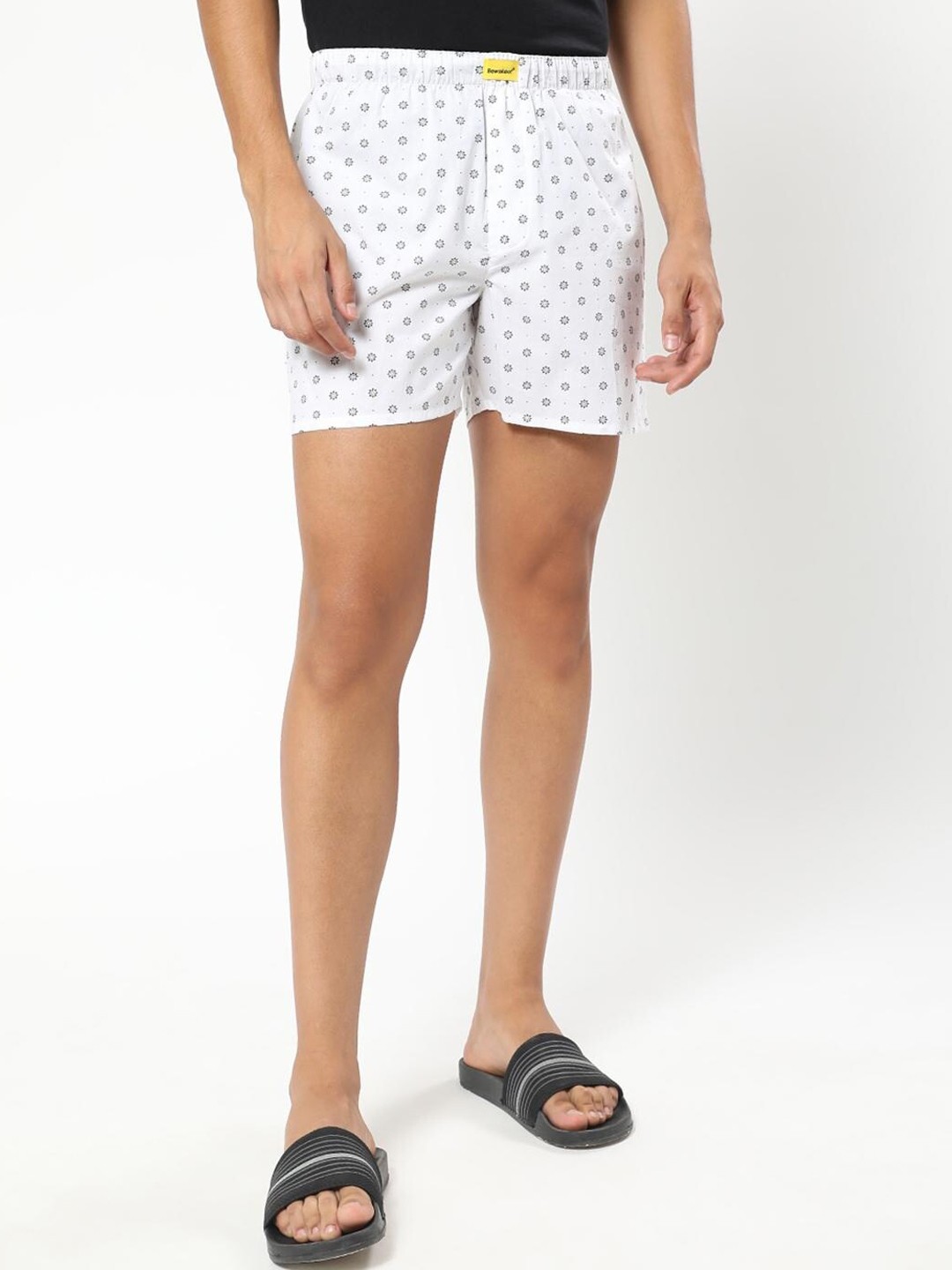 

Bewakoof Men White Printed Pure Cotton Boxers