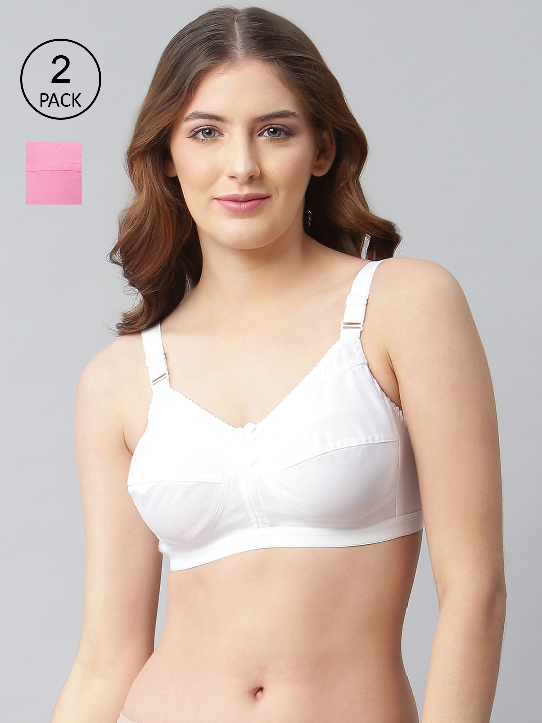 

CUKOO Pack of 2 Pink & White Non Padded Everyday Bra