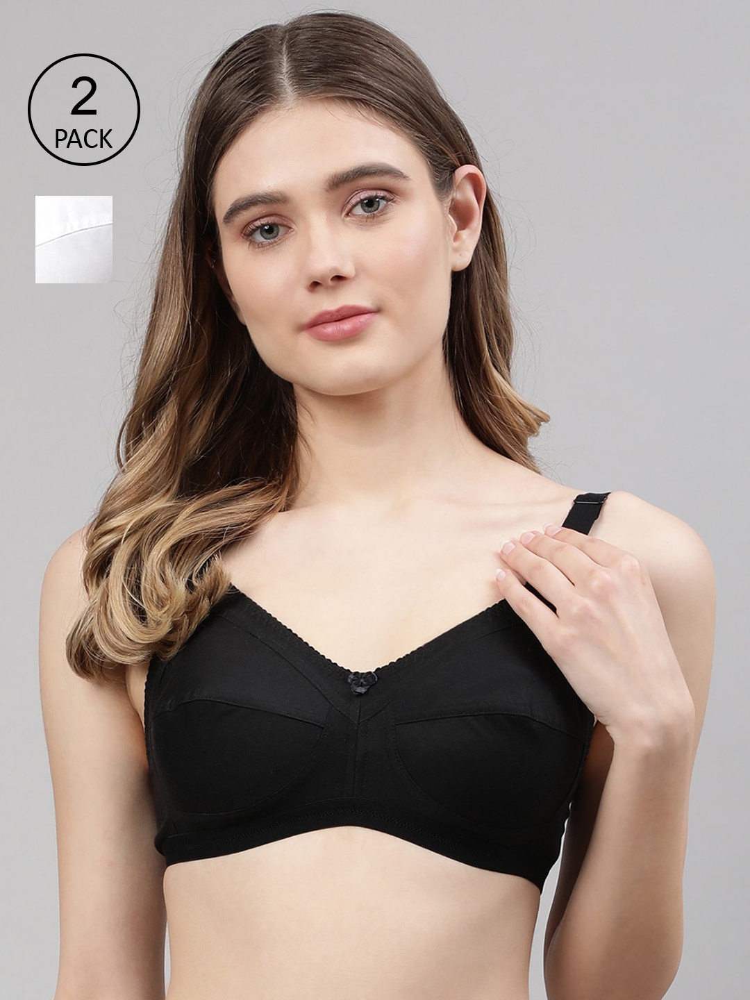 

CUKOO Pack of 2 Black & White Bra