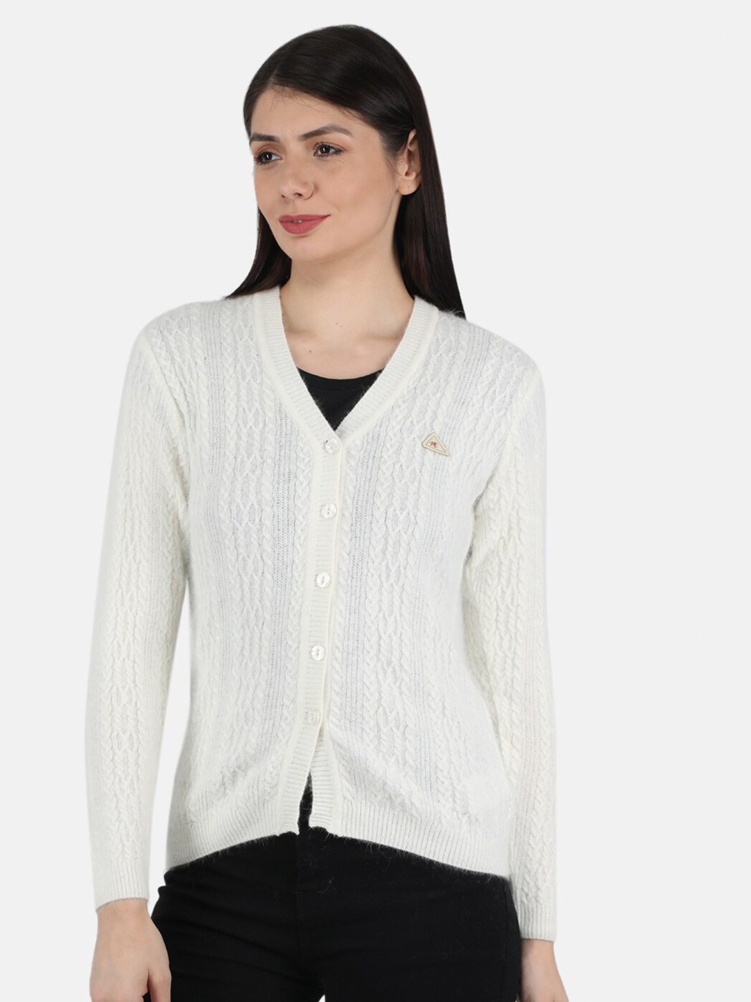 

Monte Carlo Women White Cable Knit Cardigan