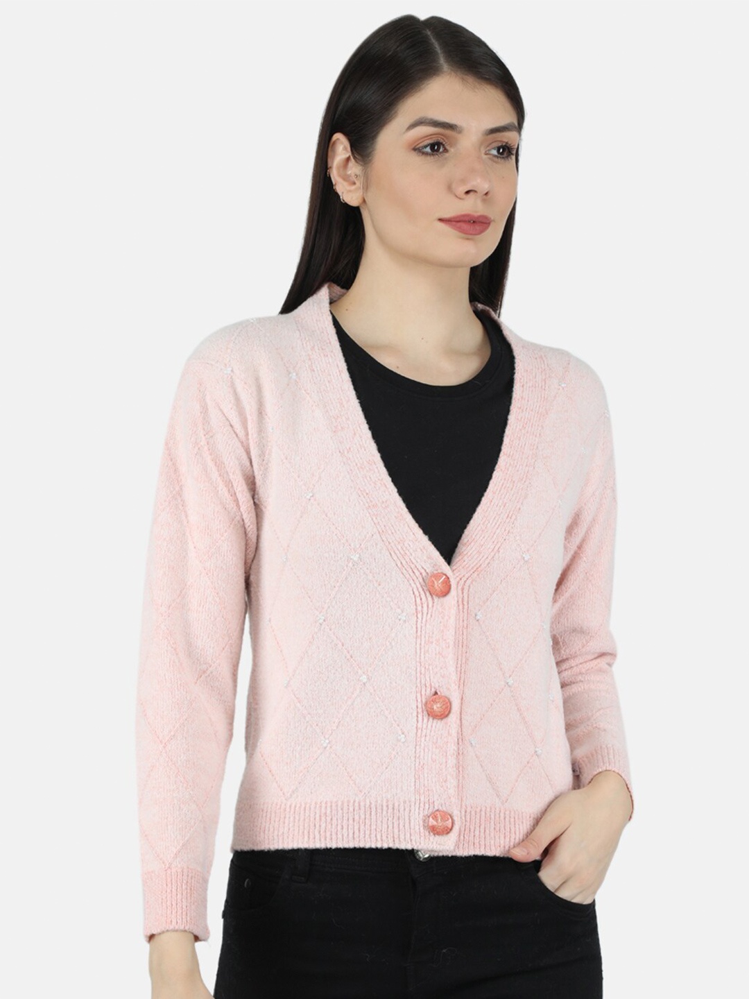 

Monte Carlo Women Pink Woolen Cardigan