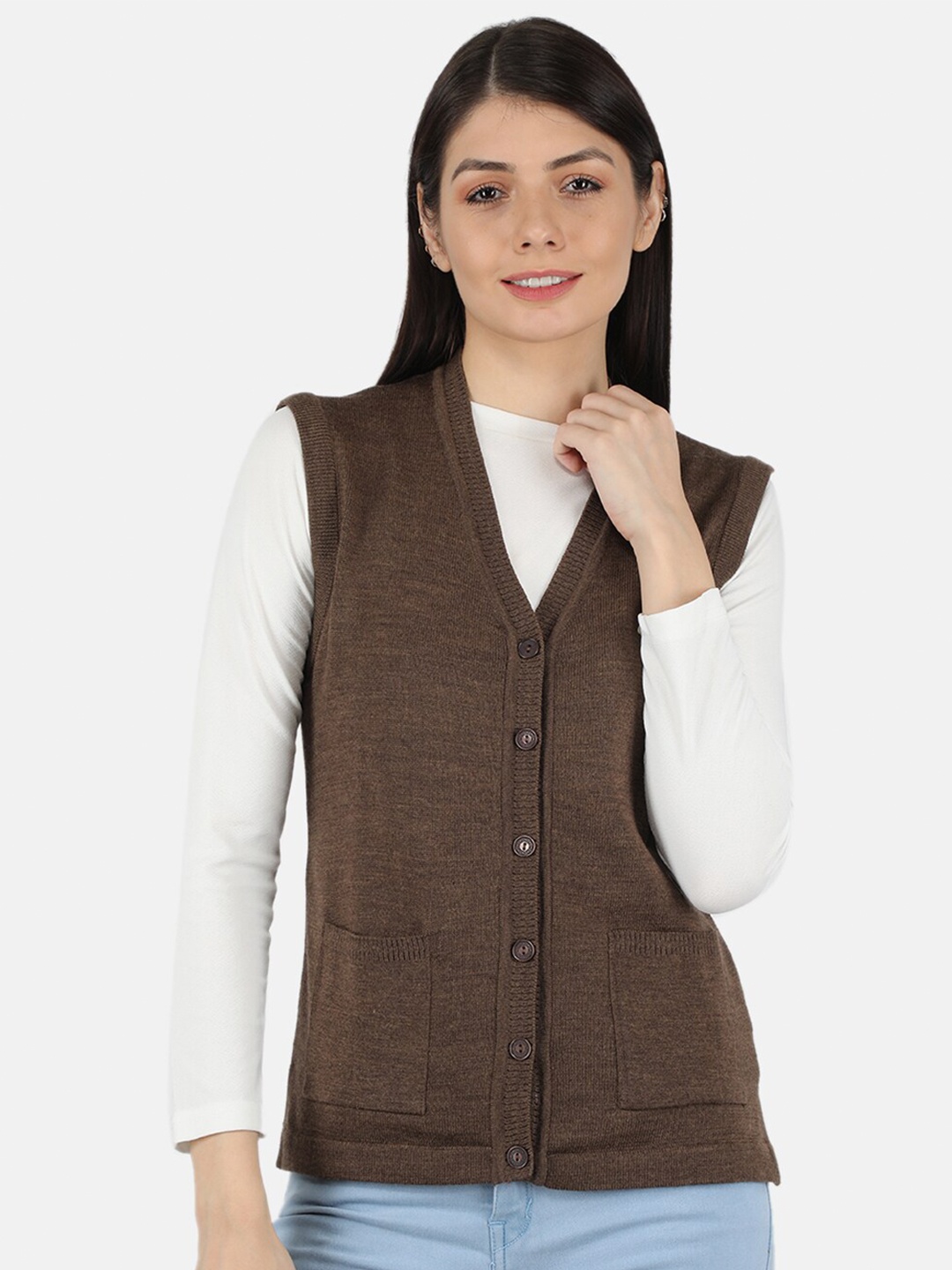 

Monte Carlo Women Brown Cable Knit Cardigan