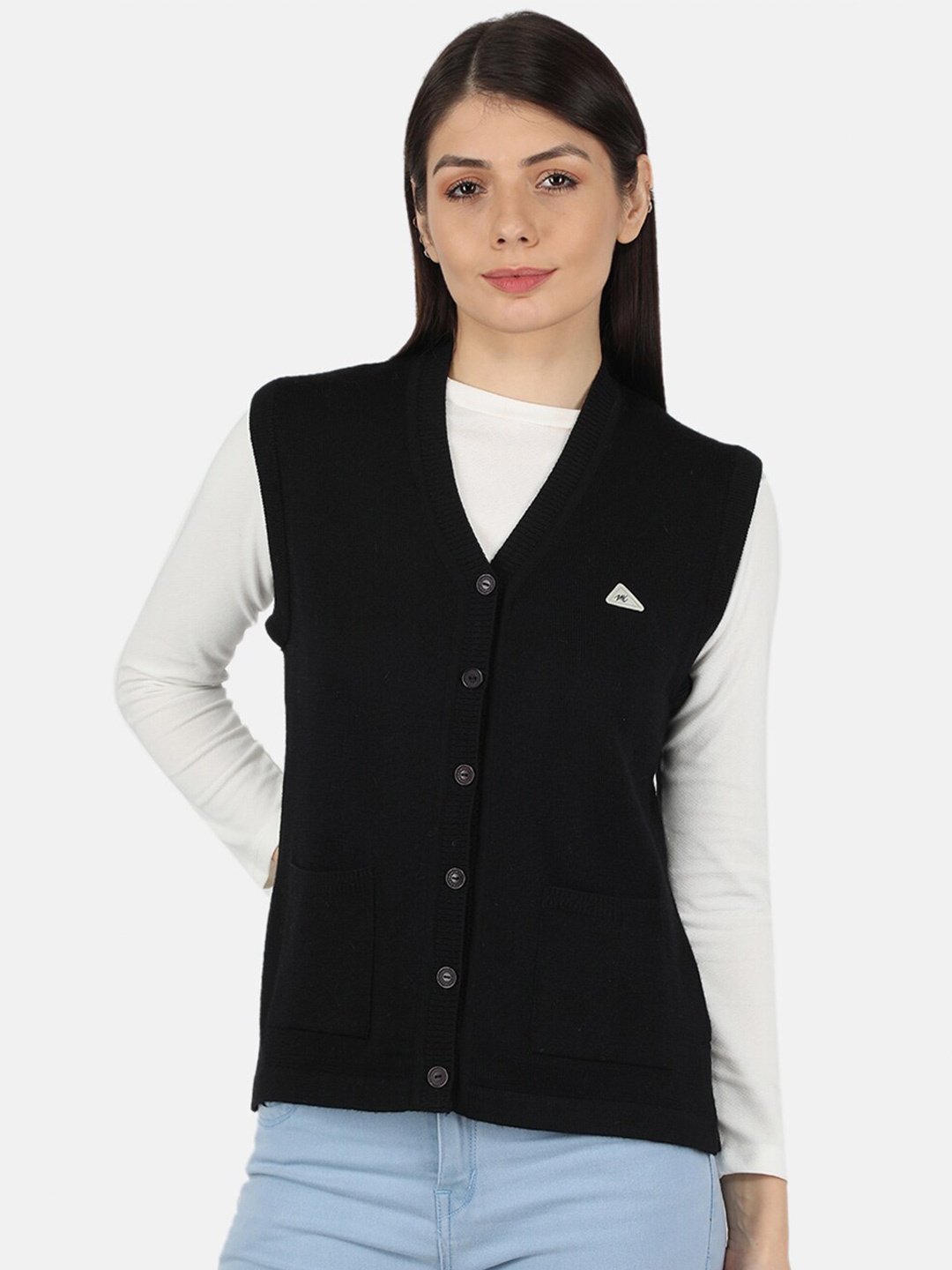 

Monte Carlo Women Black Solid Wool V-Neck Cardigan