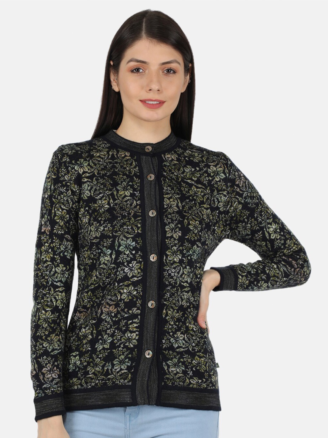 

Monte Carlo Women Navy Blue Floral Cardigan