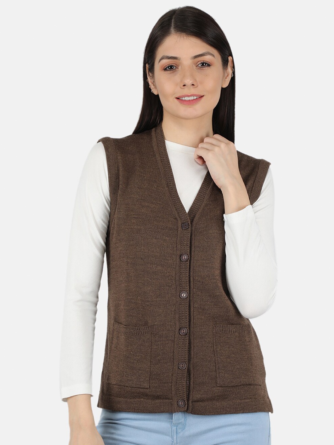 

Monte Carlo Women Brown Pure Wool Cardigan