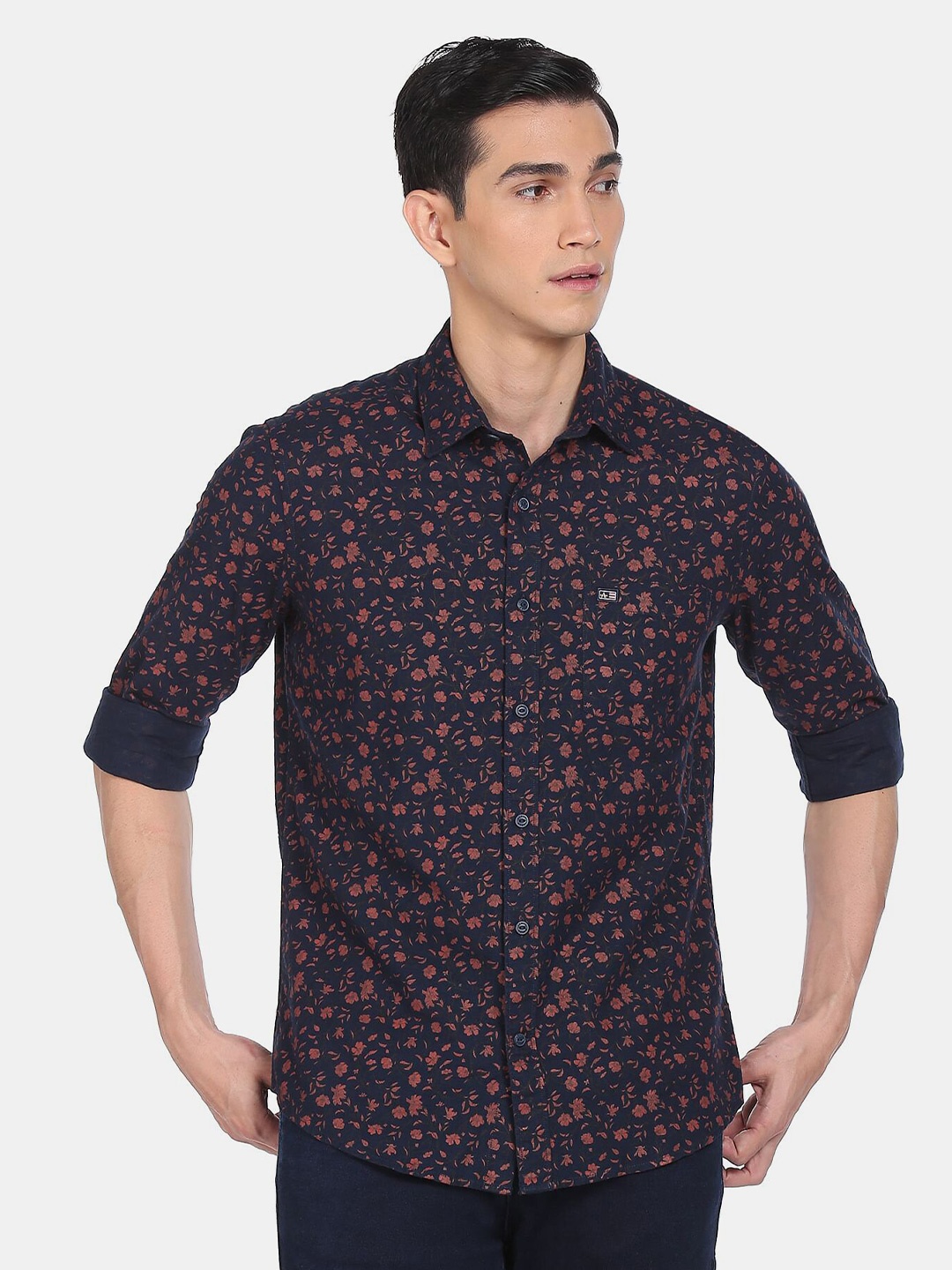 

Arrow Sport Men Blue Slim Fit Floral Printed Pure Cotton Casual Shirt