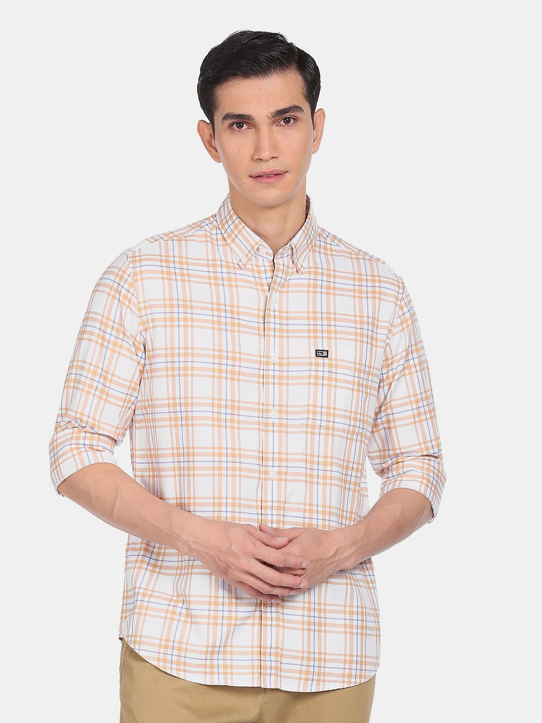 

Arrow Sport Men Brown Slim Fit Checked Casual Shirt, White
