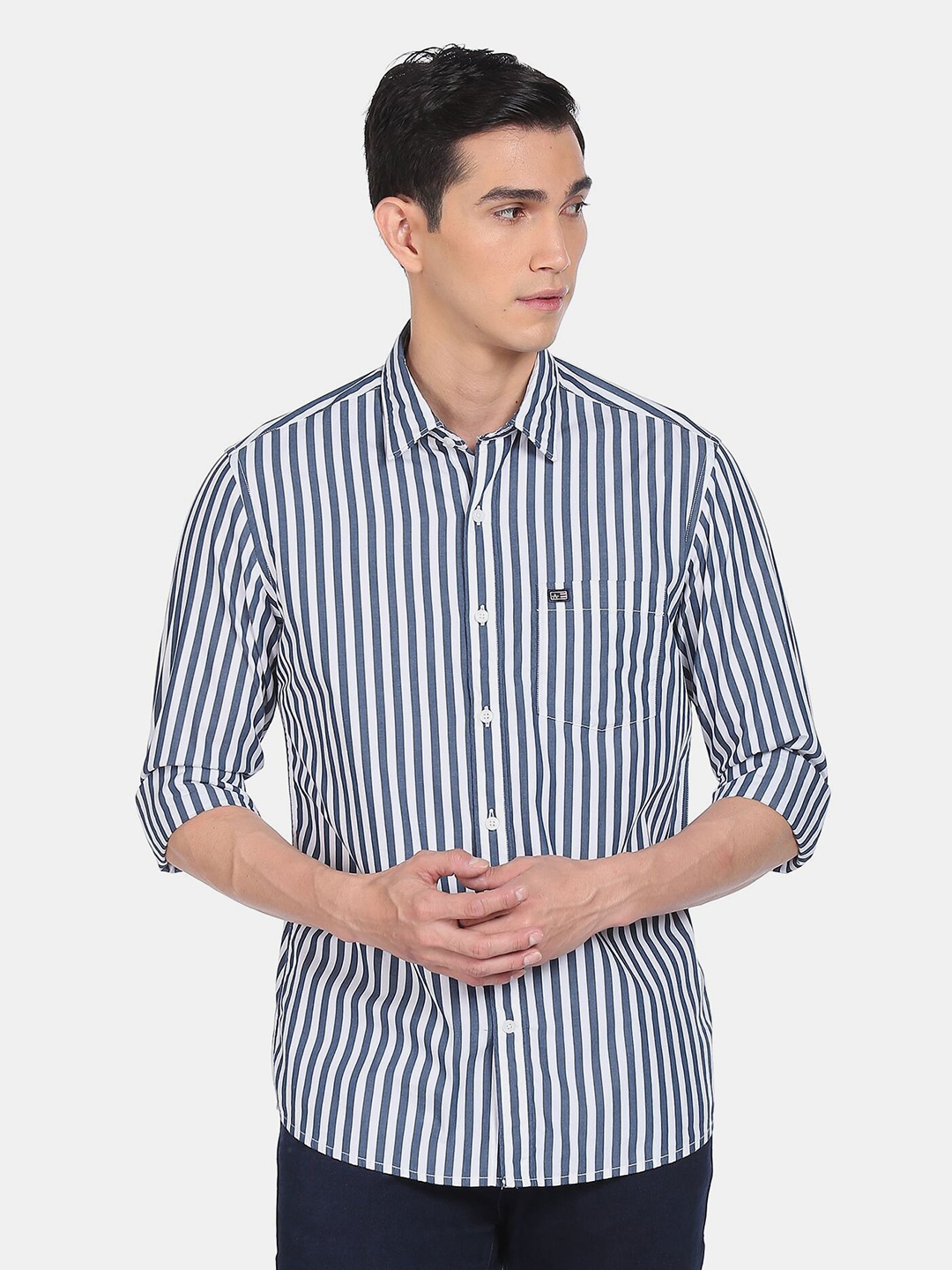 

Arrow Sport Men White Slim Fit Striped Casual Shirt