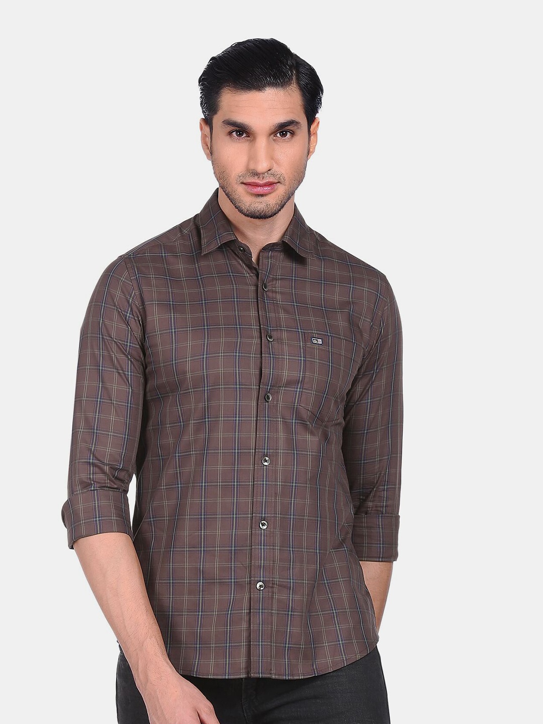 

Arrow Sport Men Brown Slim Fit Checked Cotton Casual Shirt